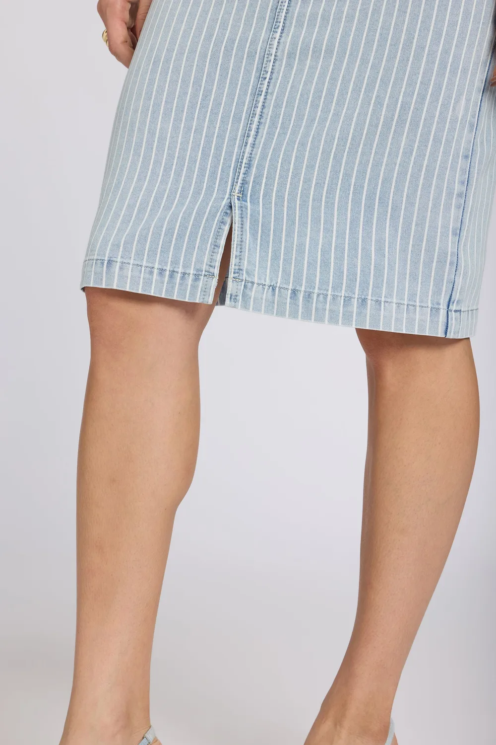 NYDJ High Rise Denim Skirt Azure Jeansrock Blau Streifen