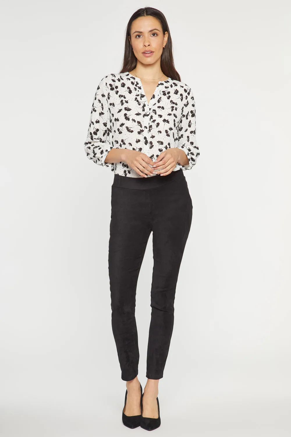 NYDJ Basic Legging Pants Hose Schwarz Petite Wildleder