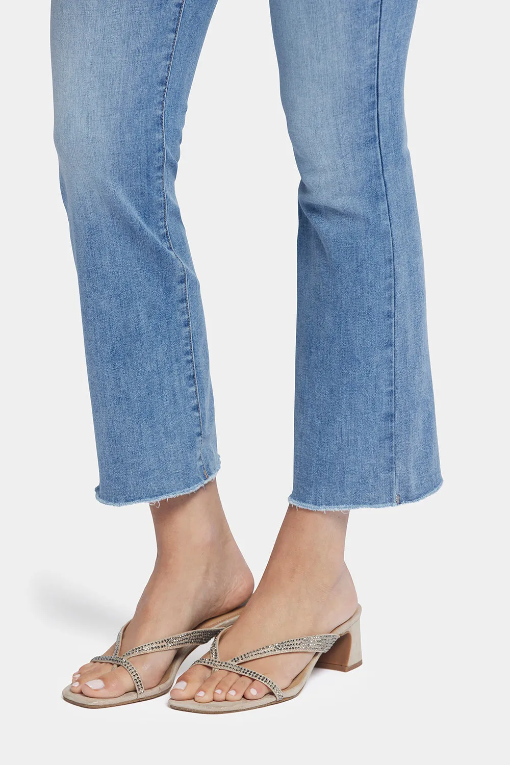 NYDJ Slim Bootcut Ankle Jeans Blau Fransensaum
