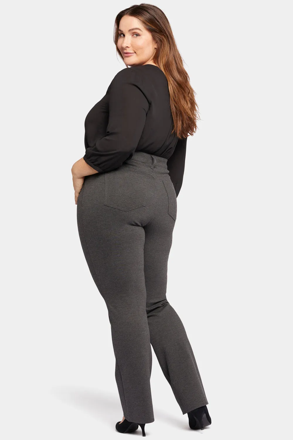 NYDJ Marilyn Straight Hose Plus Size Charcoal Ponte