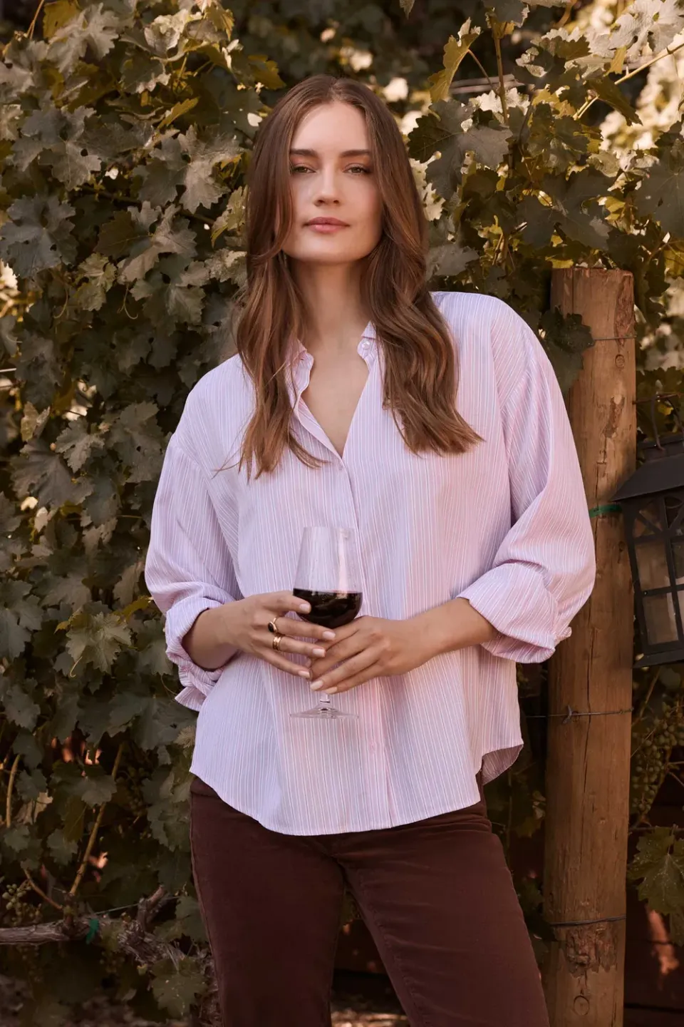 NYDJ Daphne Shirt Bluse Gardenia Stripe 100% Baumwolle