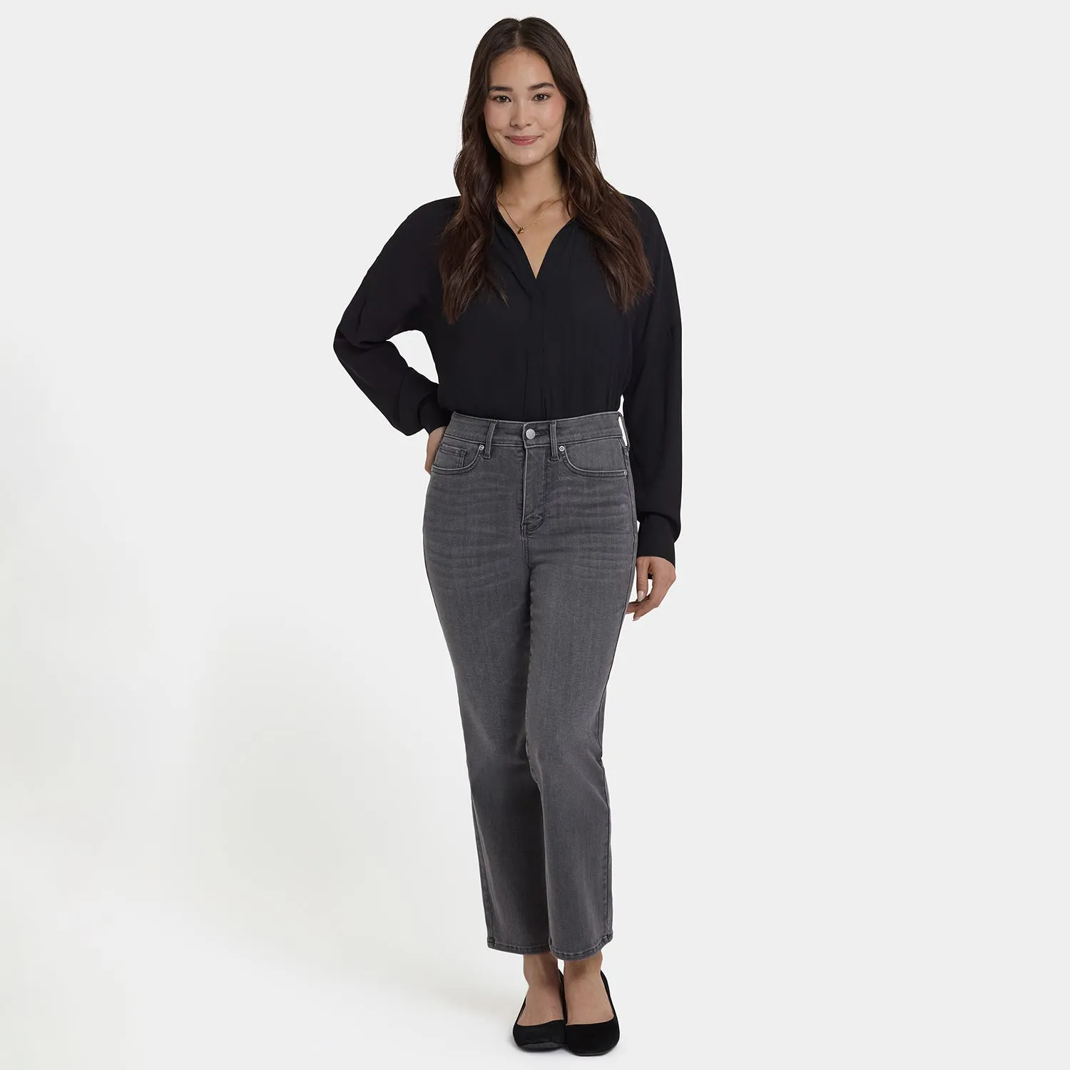 NYDJ Marilyn Straight Ankle Jeans Chateau Grau