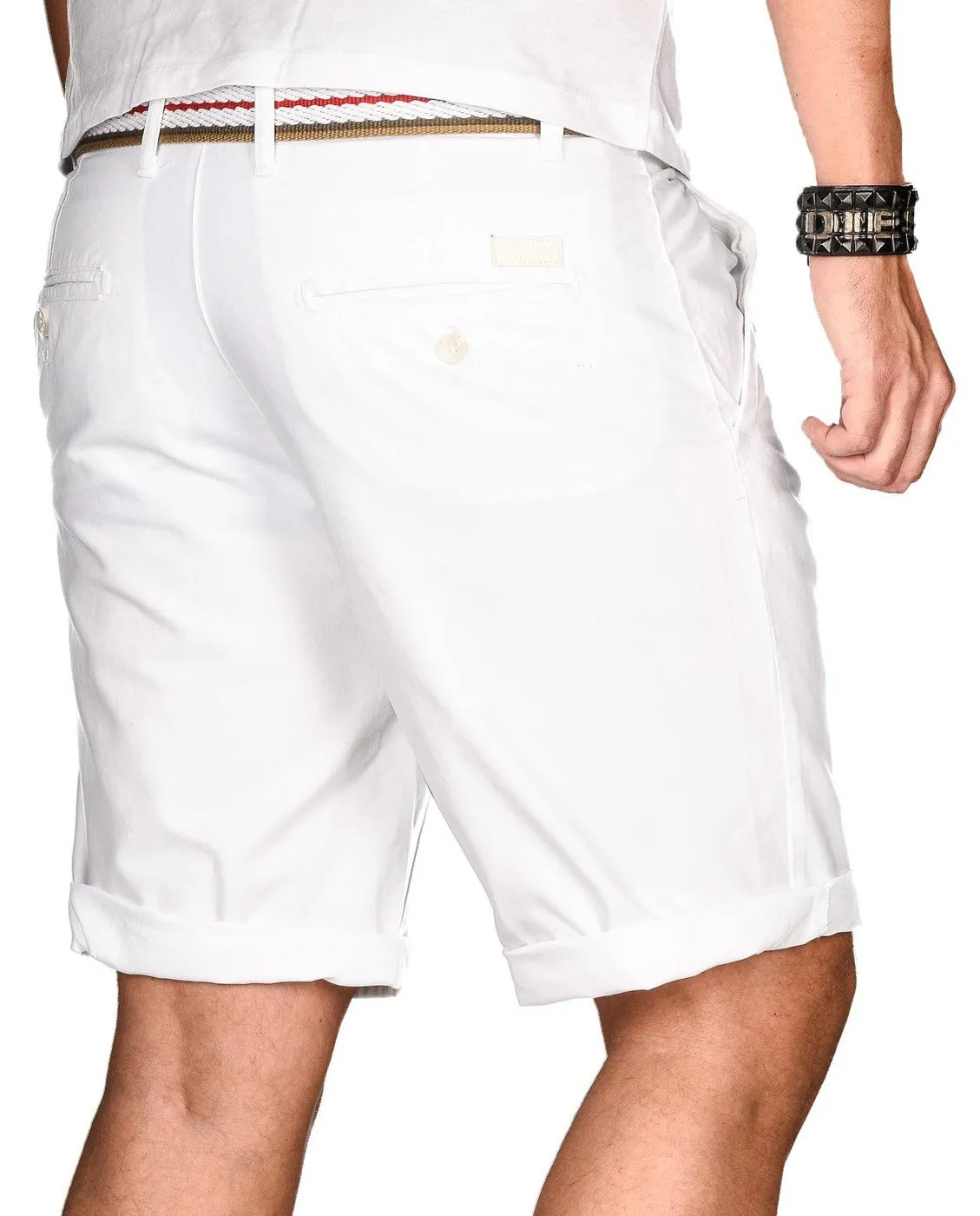 Alessandro Salvarini AS-096 Bermuda Shorts Schwarz mit Gürtel Baumwolle