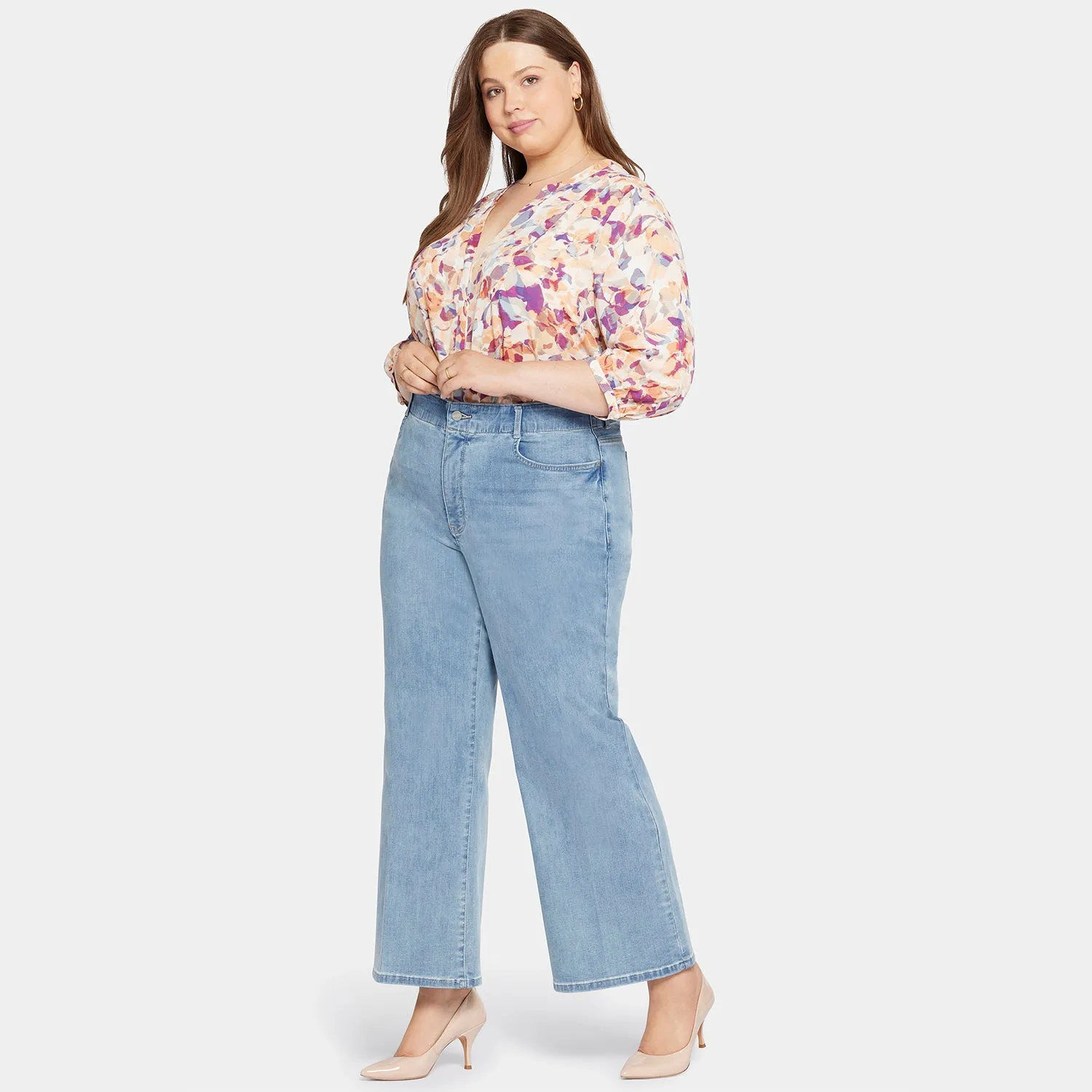 NYDJ Waist-Match Major Wide Leg Jeans Plus Crystalline