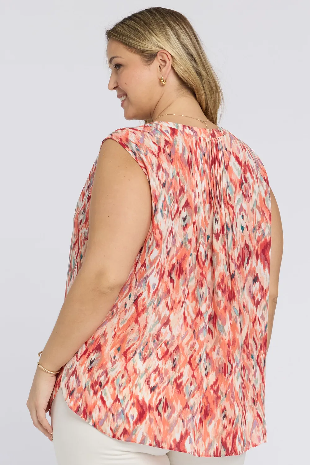 NYDJ Pintuck Bluse ärmellos Mojave Mirage Plus