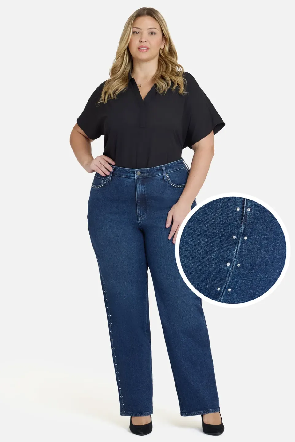 NYDJ Brooke Loose Straight Plus Jeans Louvre Sapphire