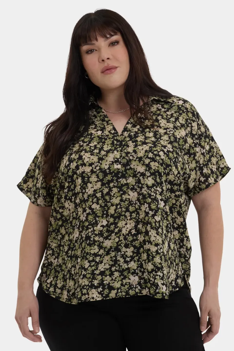 NYDJ Becky Kurzarm Bluse Plus Size Granada Garden leicht