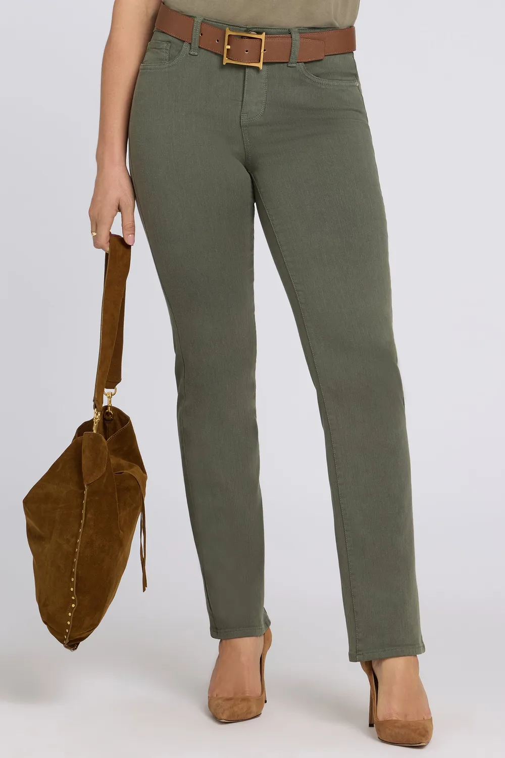 NYDJ Marilyn Straight Jeans Desert Green No Gapper