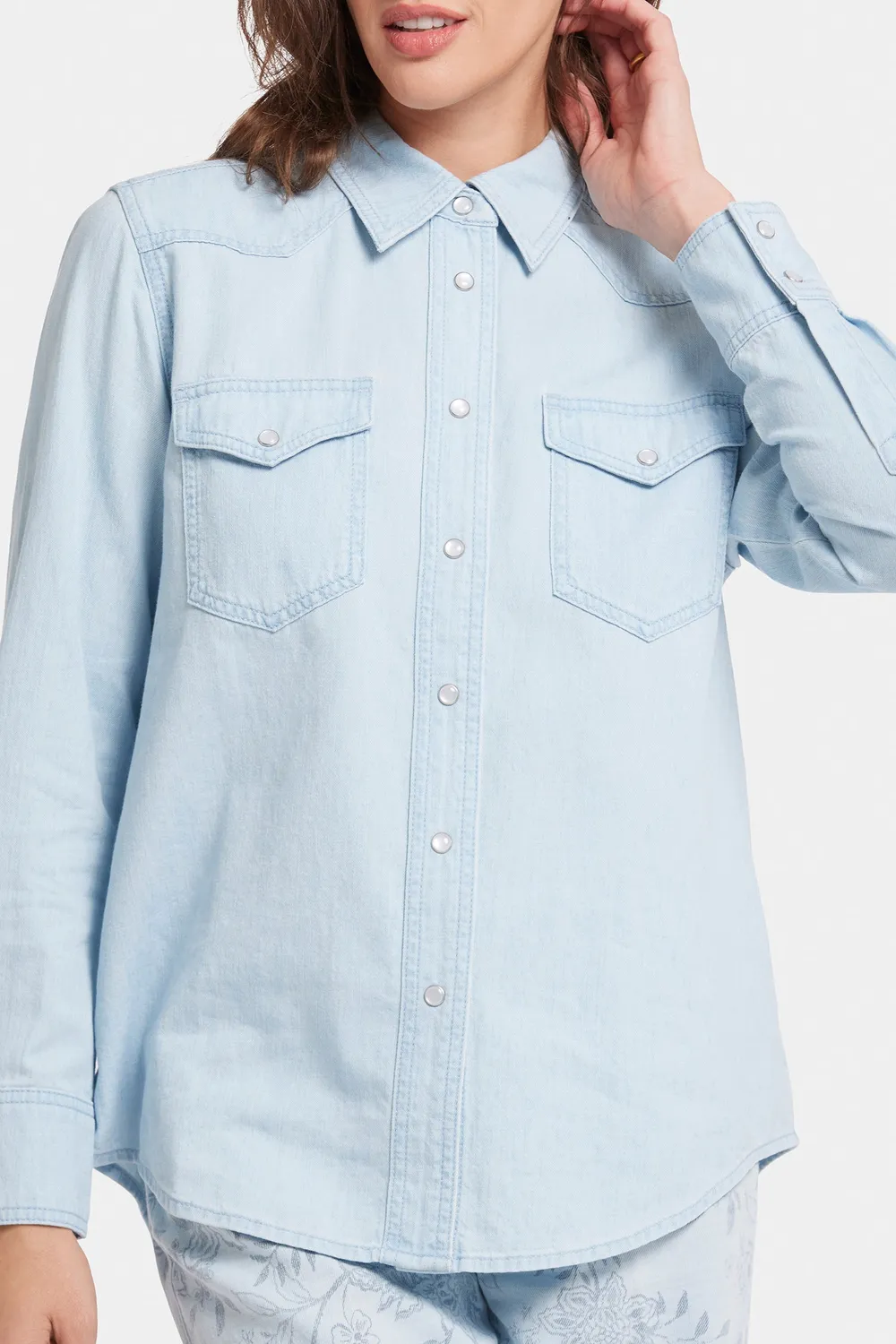 NYDJ Classic Jeanshemd Icy Lagoon Hellblau