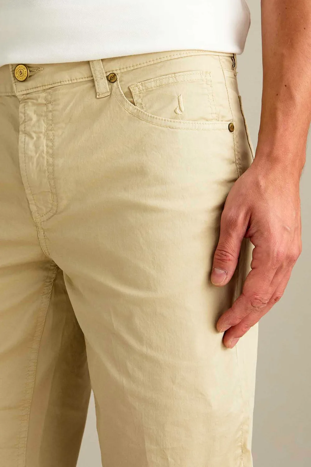 Jeckerson Jo Bermuda beige hell Slim Fit Baumwolle
