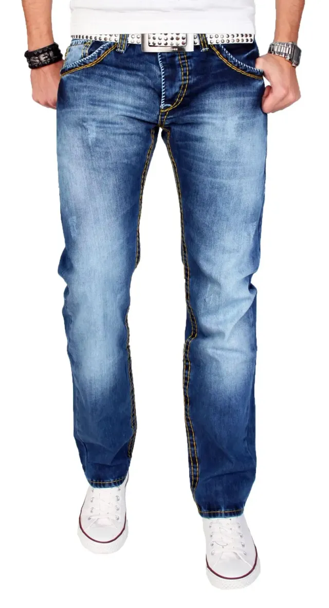 Alessandro Salvarini AS010 Designer Jeans Herren Blau