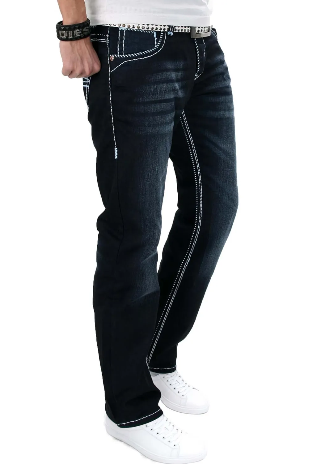 Alessandro Salvarini Designer Herrenjeans Ocean Blue 42W/36L Comfort-Fit