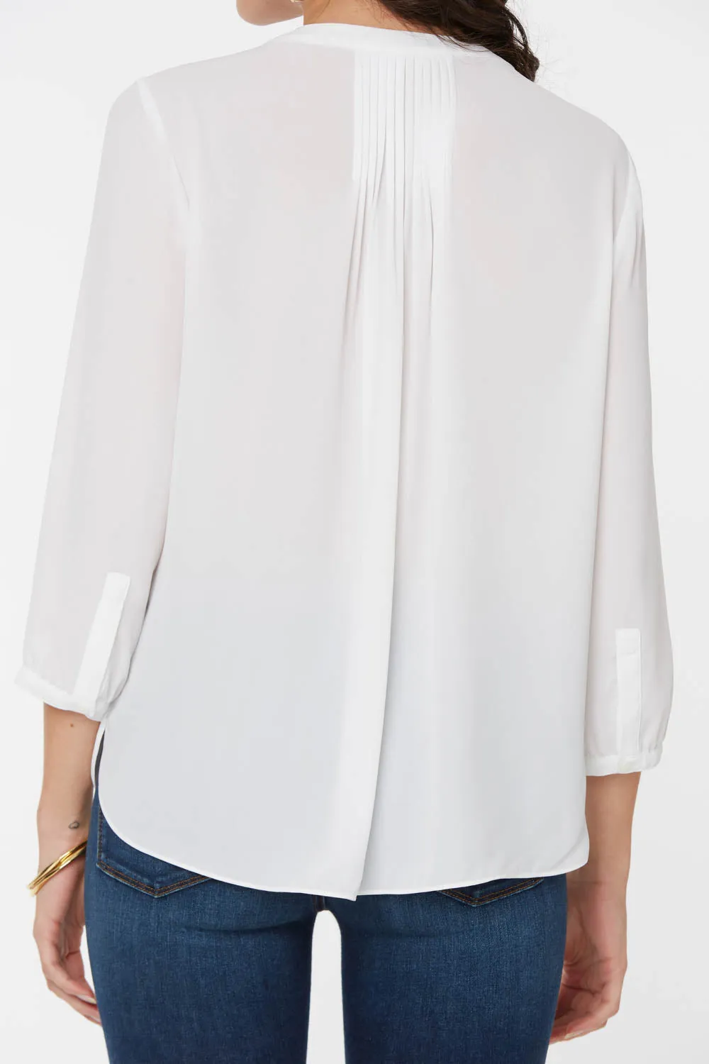 NYDJ Pintuck Bluse Optic White 3/4 Arm
