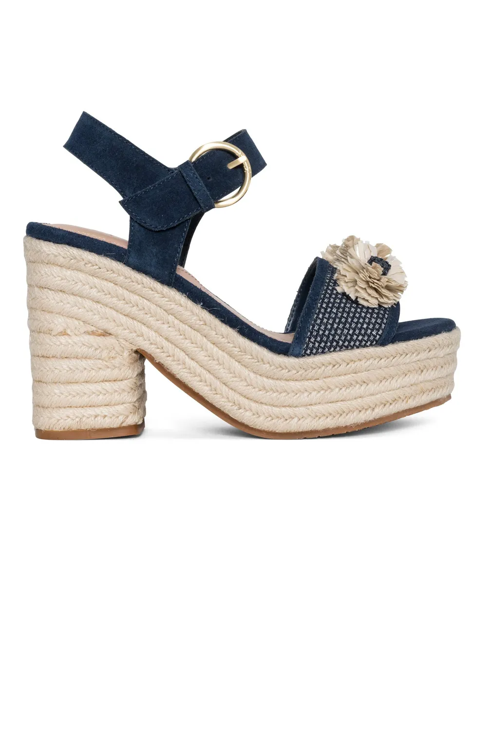 NYDJ Houston Platform Sandalen Indigo Blockabsatz