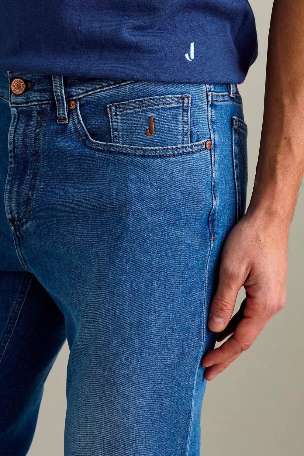 Jeckerson Jordan Slim Fit Jeans Mittelblau Stretch-Denim