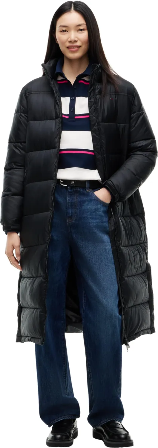 Tommy Jeans Maxi Steppmantel Damen Kapuze schwarz XL