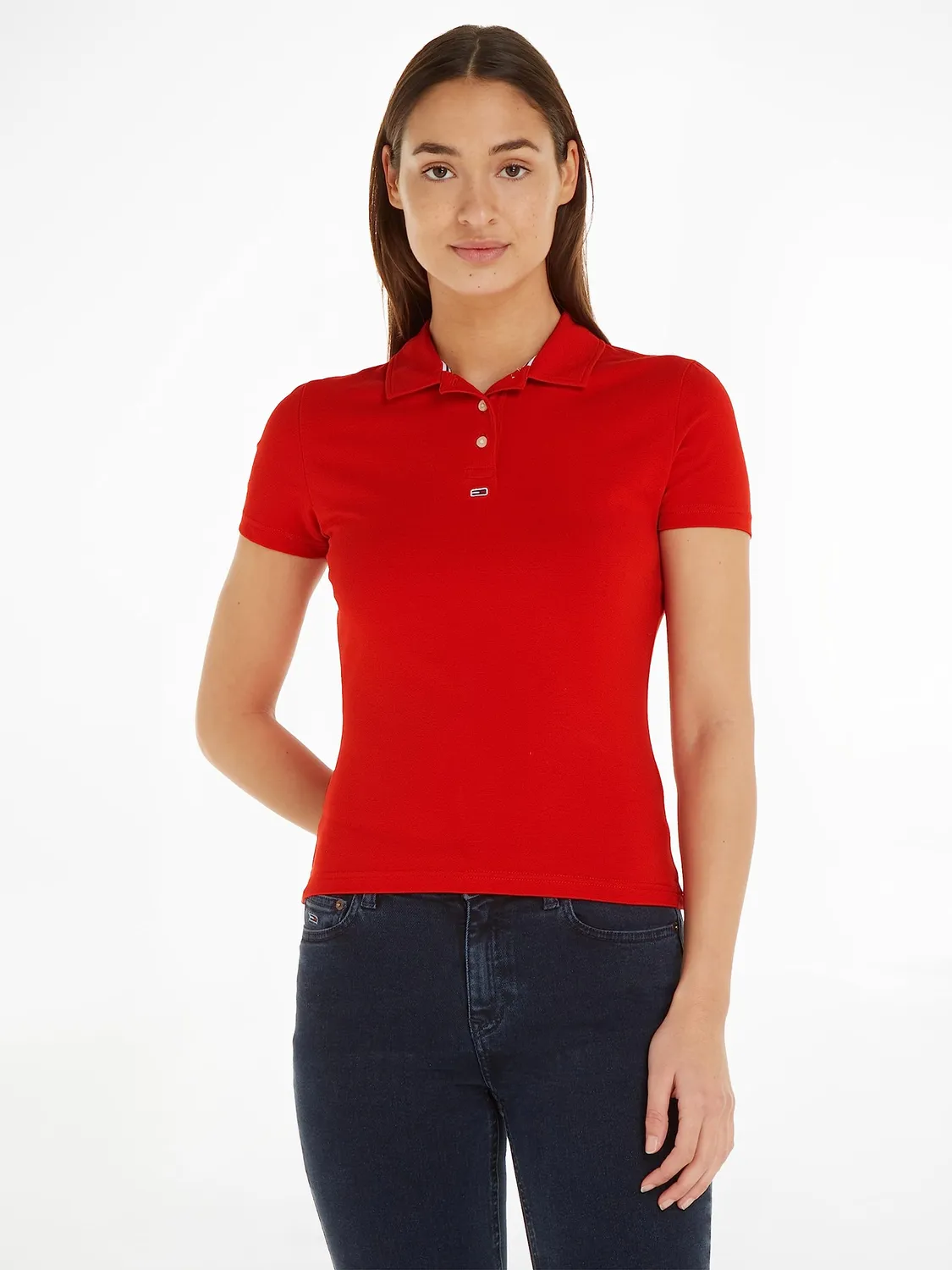 Tommy Jeans TJW BBY Essential Polo Damen Rot