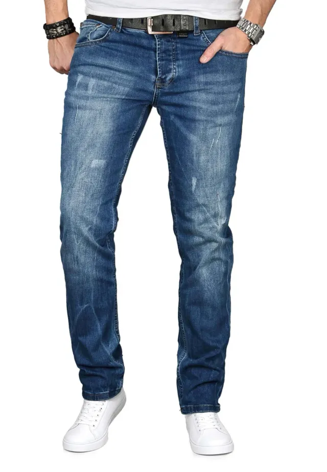 Alessandro Salvarini Slim Fit Jeans Herren Washed Stretch