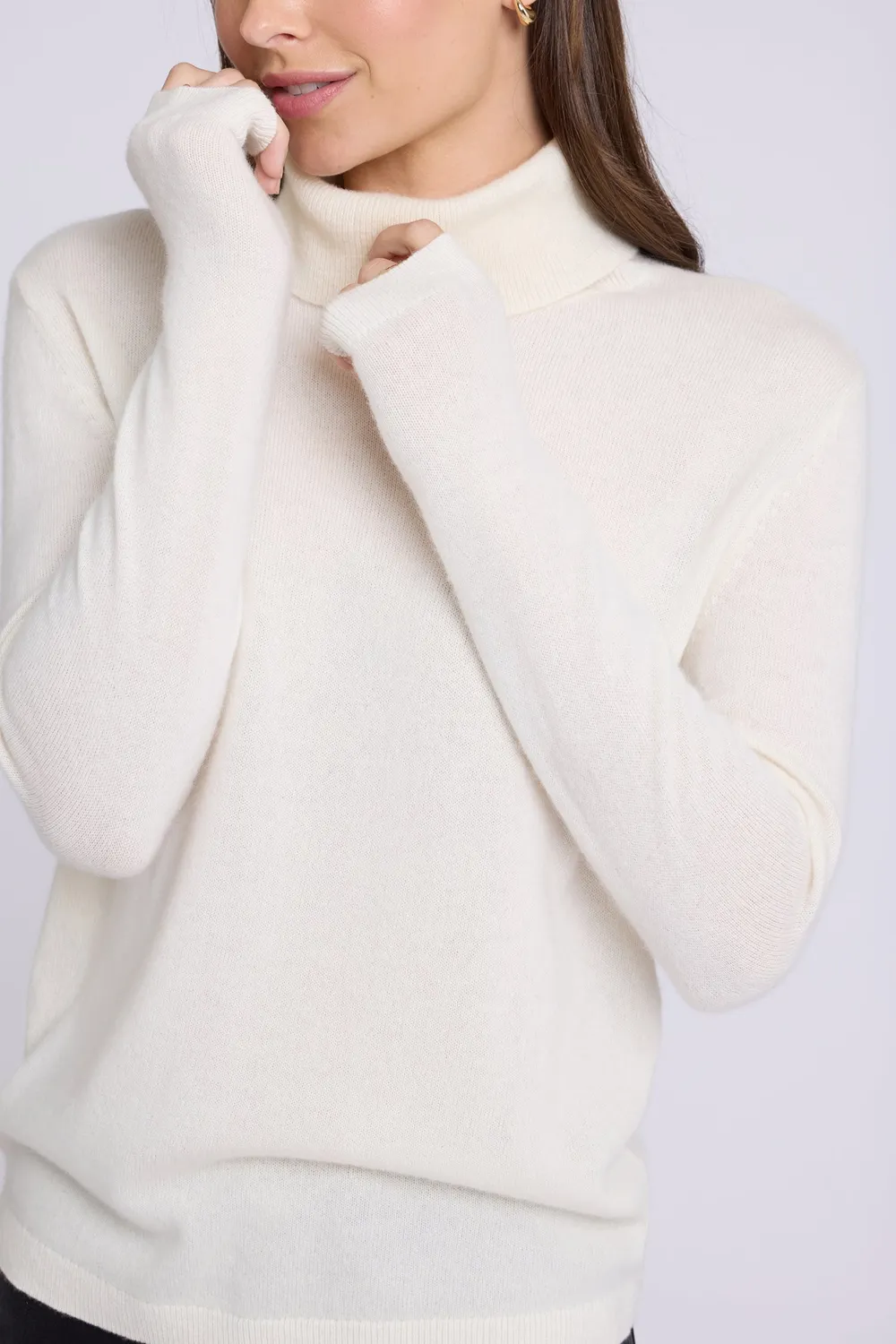 NYDJ Cashmere Rollkragenpullover Ivory Kaschmir Weiß