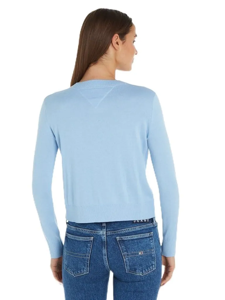 Tommy Jeans Damen Pullover Weiß Pulli Baumwolle Crew