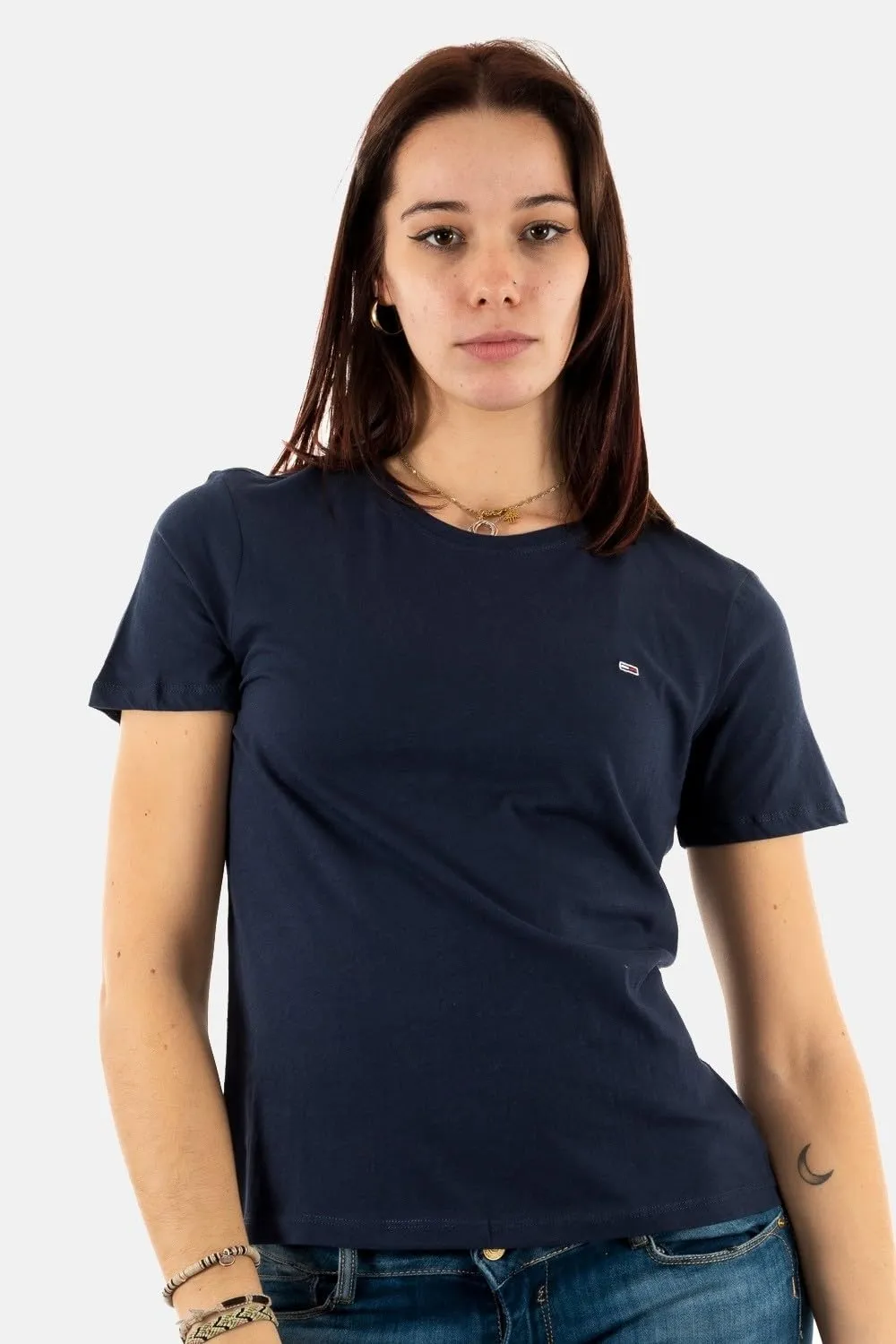 Tommy Jeans TJW Soft T-Shirt S Blau Rundhals Baumwolle