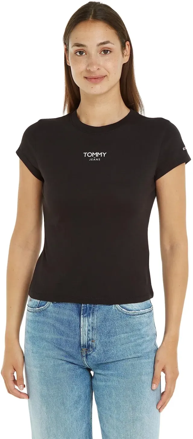 Tommy Jeans Kurzarm T-Shirt Damen Schwarz Größe S