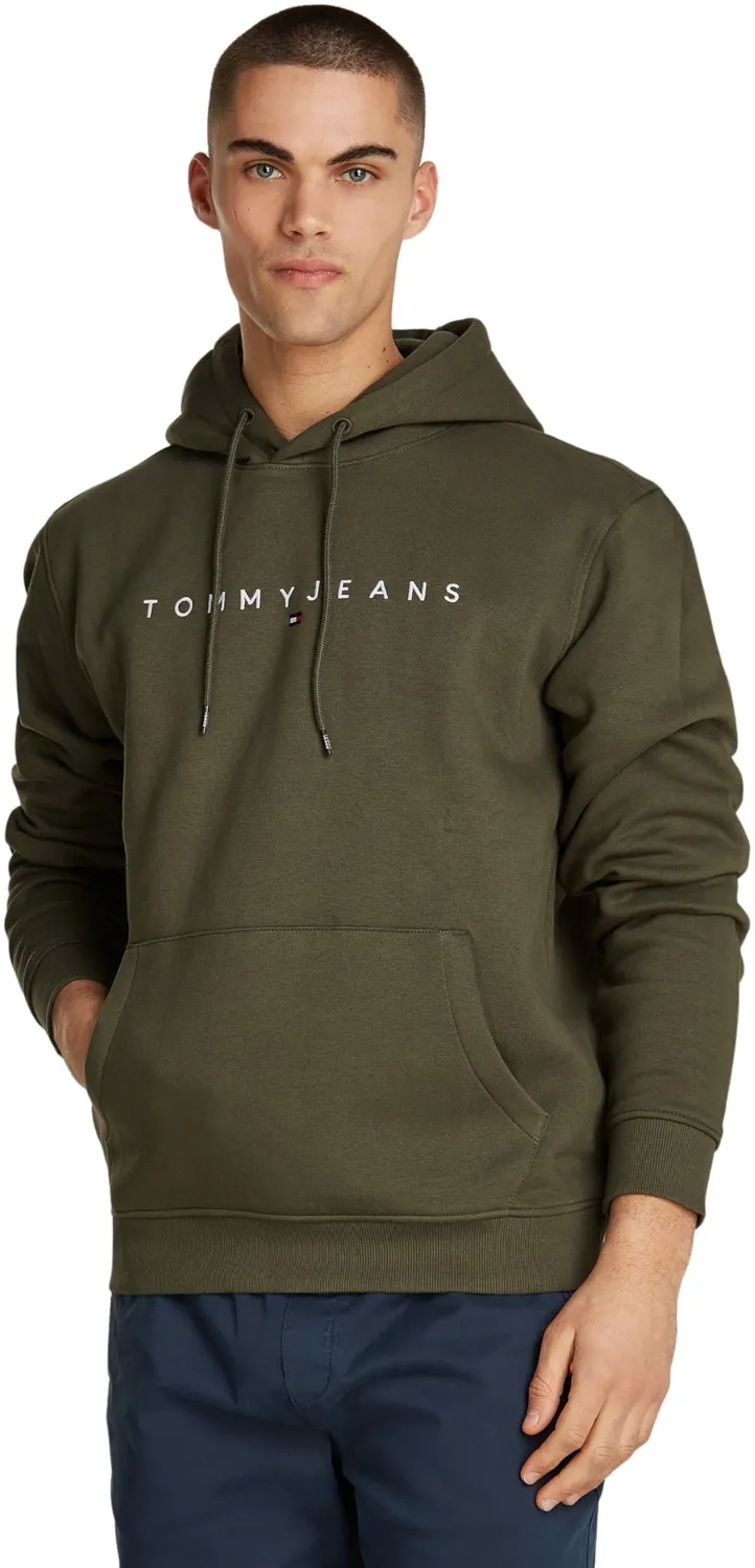 Tommy Jeans Linear Logo Hoodie Herren Kapuzenpullover Schwarz Baumwolle