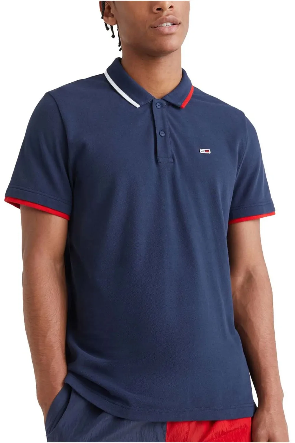 Tommy Jeans TJM Reg Flag Neck Polo Poloshirt Größe L