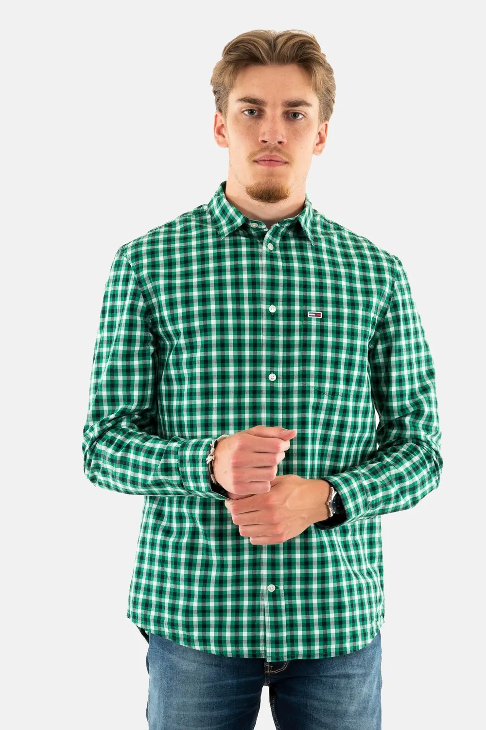 Tommy Jeans Check Hemd Langarm XXS Grün