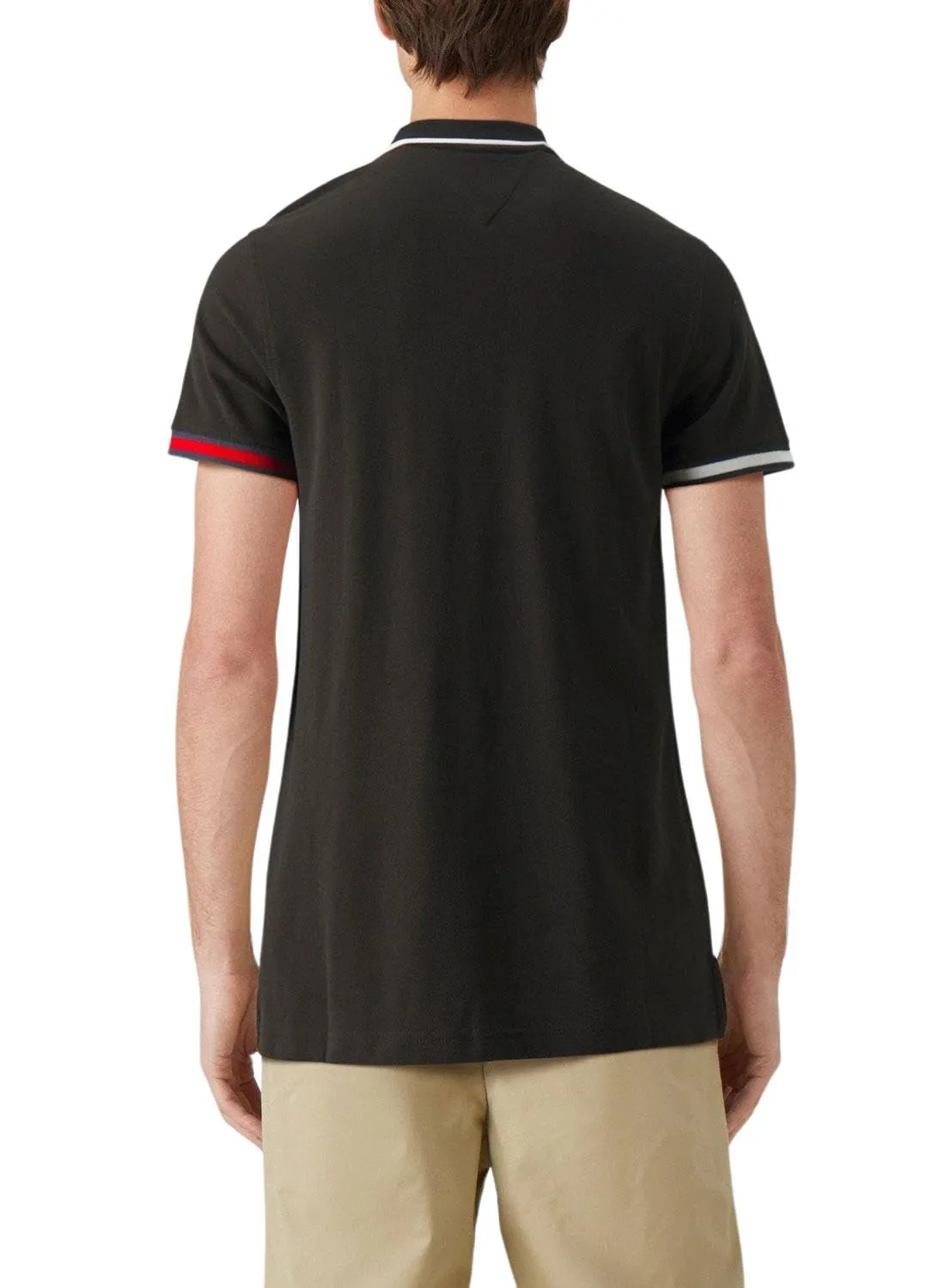 Tommy Jeans Flag Cuffs Slim Fit Poloshirt M Schwarz