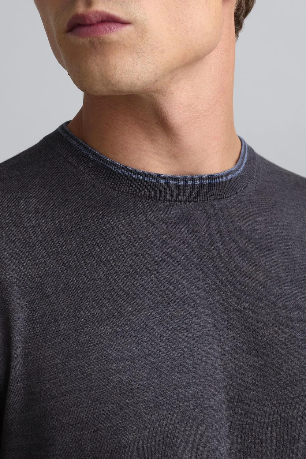 Jeckerson Girocollo Pullover Herren grau Rundhals Wolle