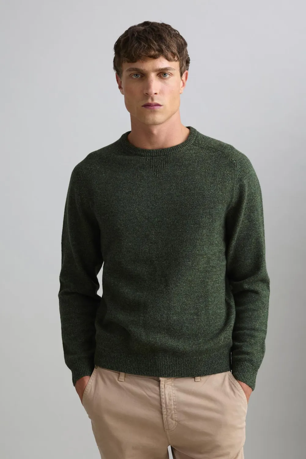 Jeckerson Girocollo Raglan Pullover Wolle militärgrün
