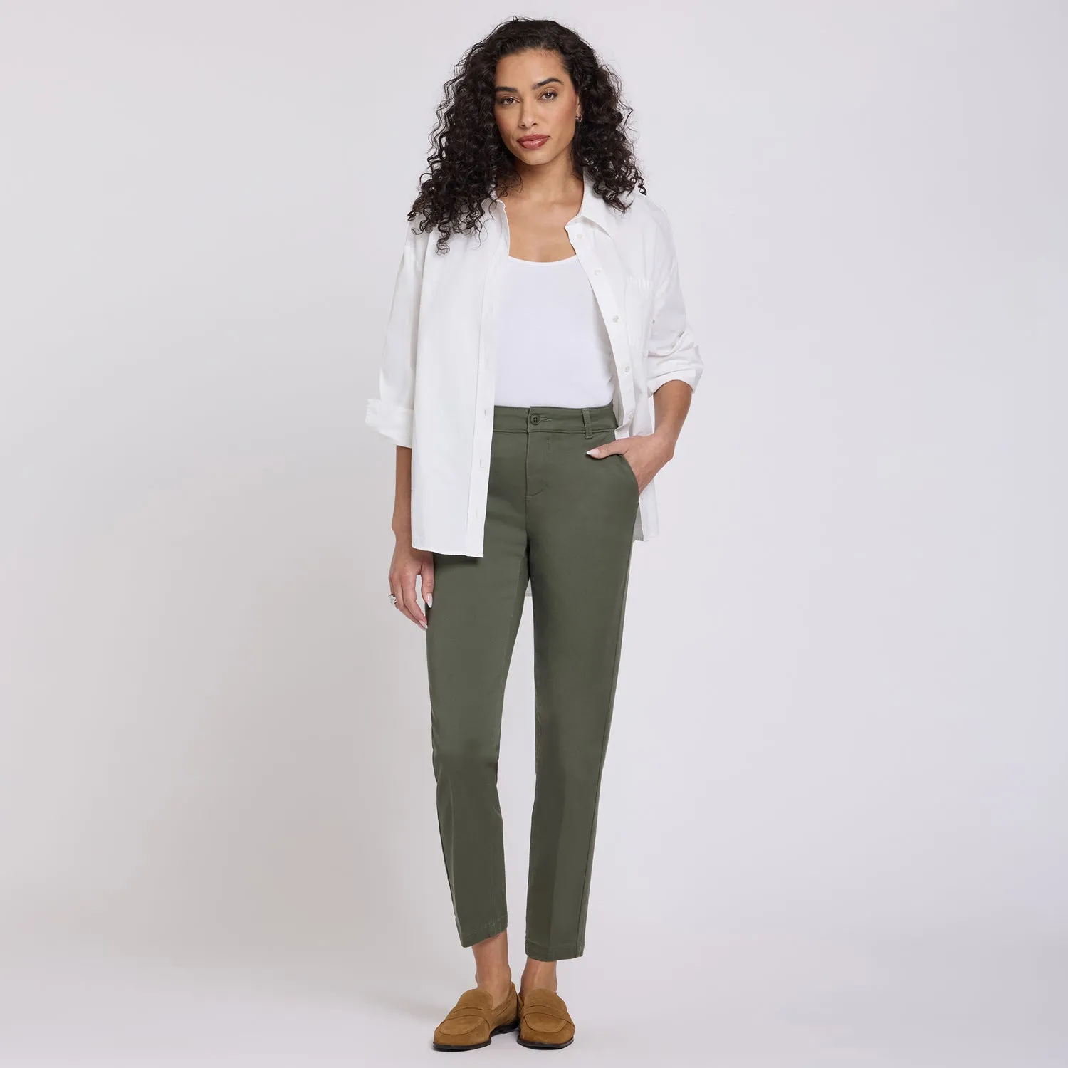 NYDJ Sadie Slim Stoffhose Stretch Desert Green elegant