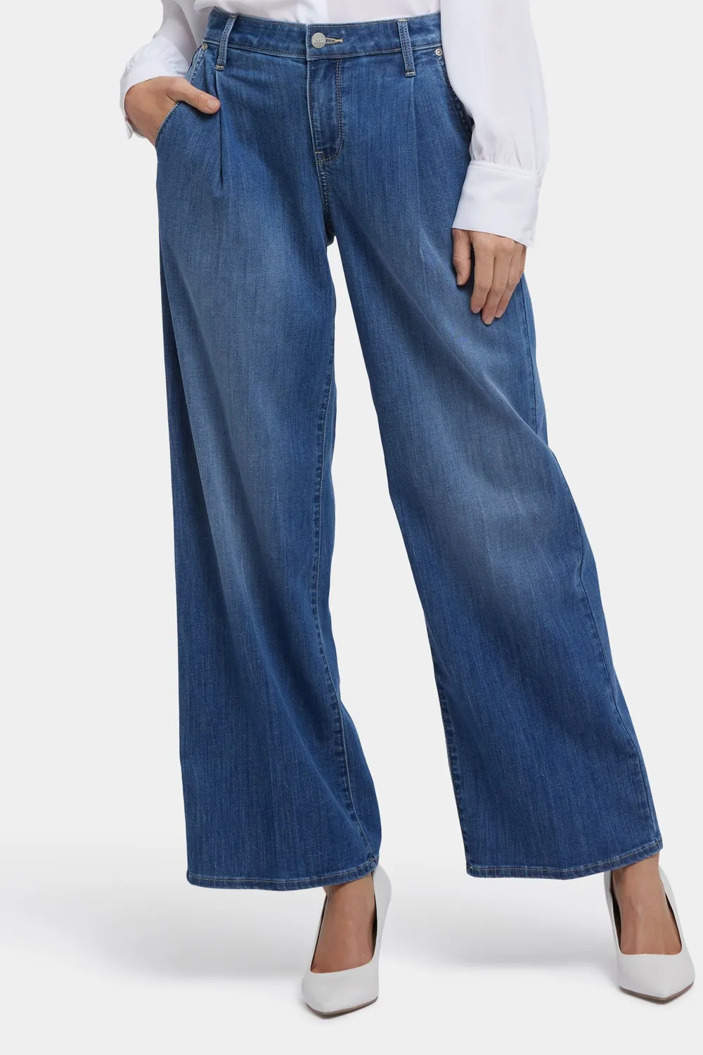 NYDJ Teresa Wide Leg Ankle Jeans Romantic Indigo mit Falten