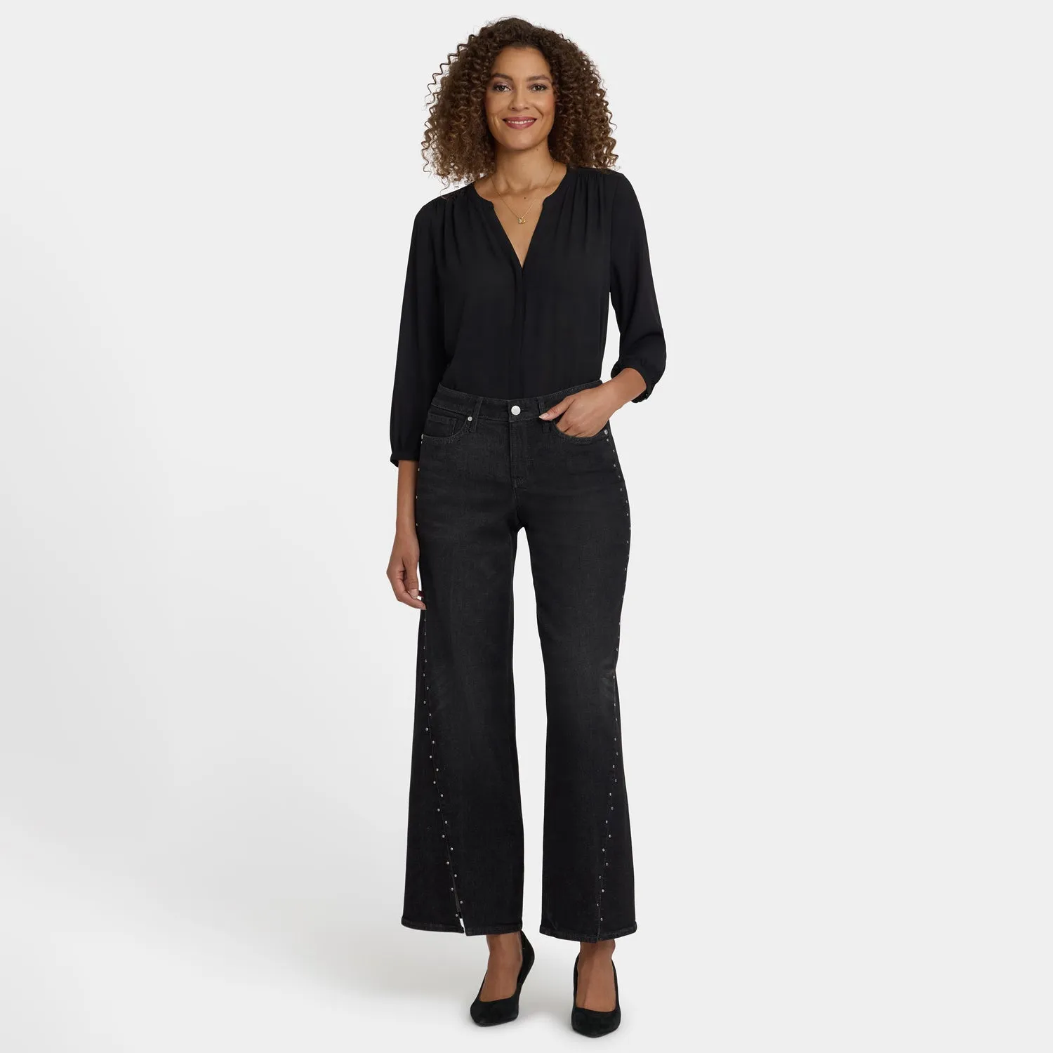 NYDJ Teresa Wide Leg Jeans French Nightfall Strass