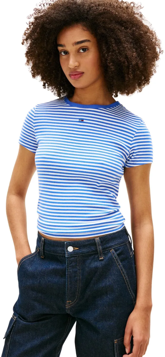 Tommy Jeans TJW DW0DW21430 T-Shirt Damen L Slim Rippe