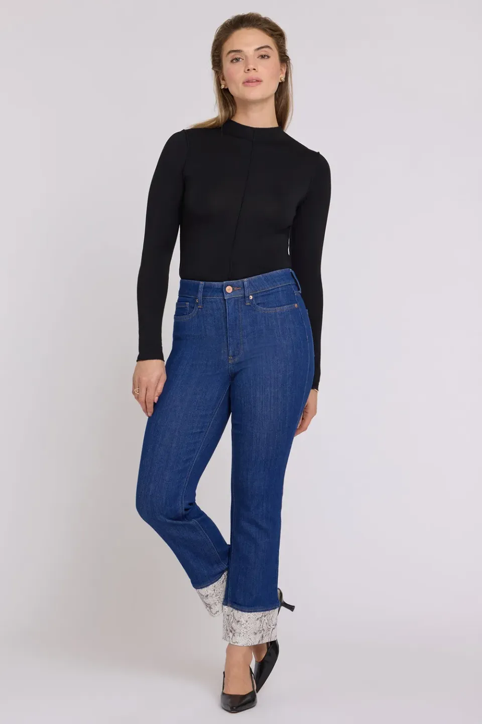 NYDJ Marilyn Straight Petite Jeans Blue Rinse Indigo Pythonsaum