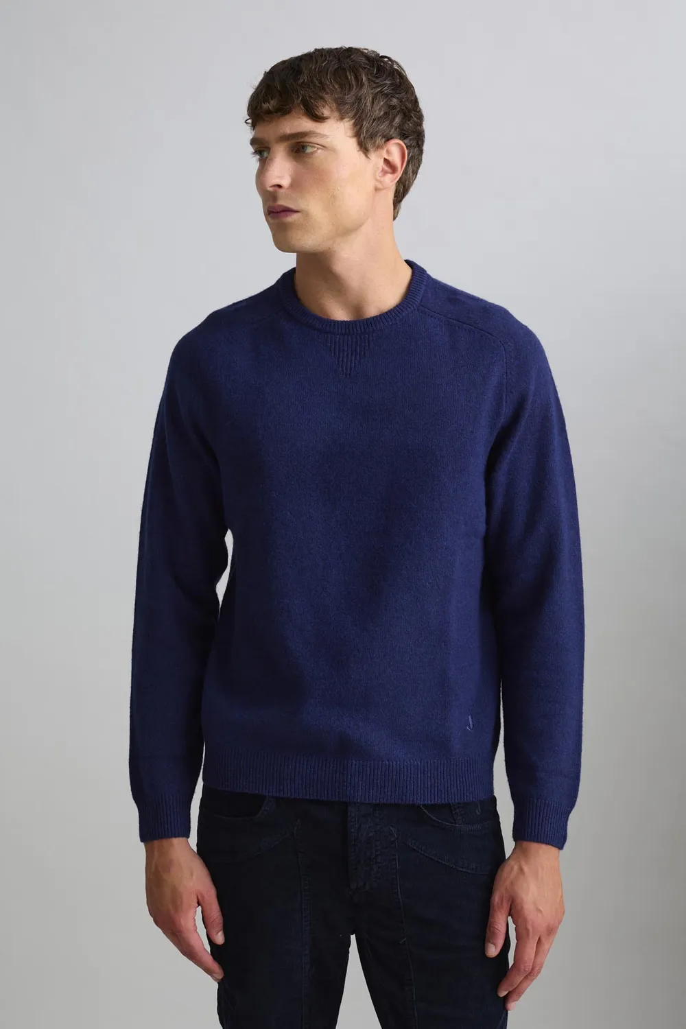 Jeckerson Raglan Pullover blau Wollmix meliert
