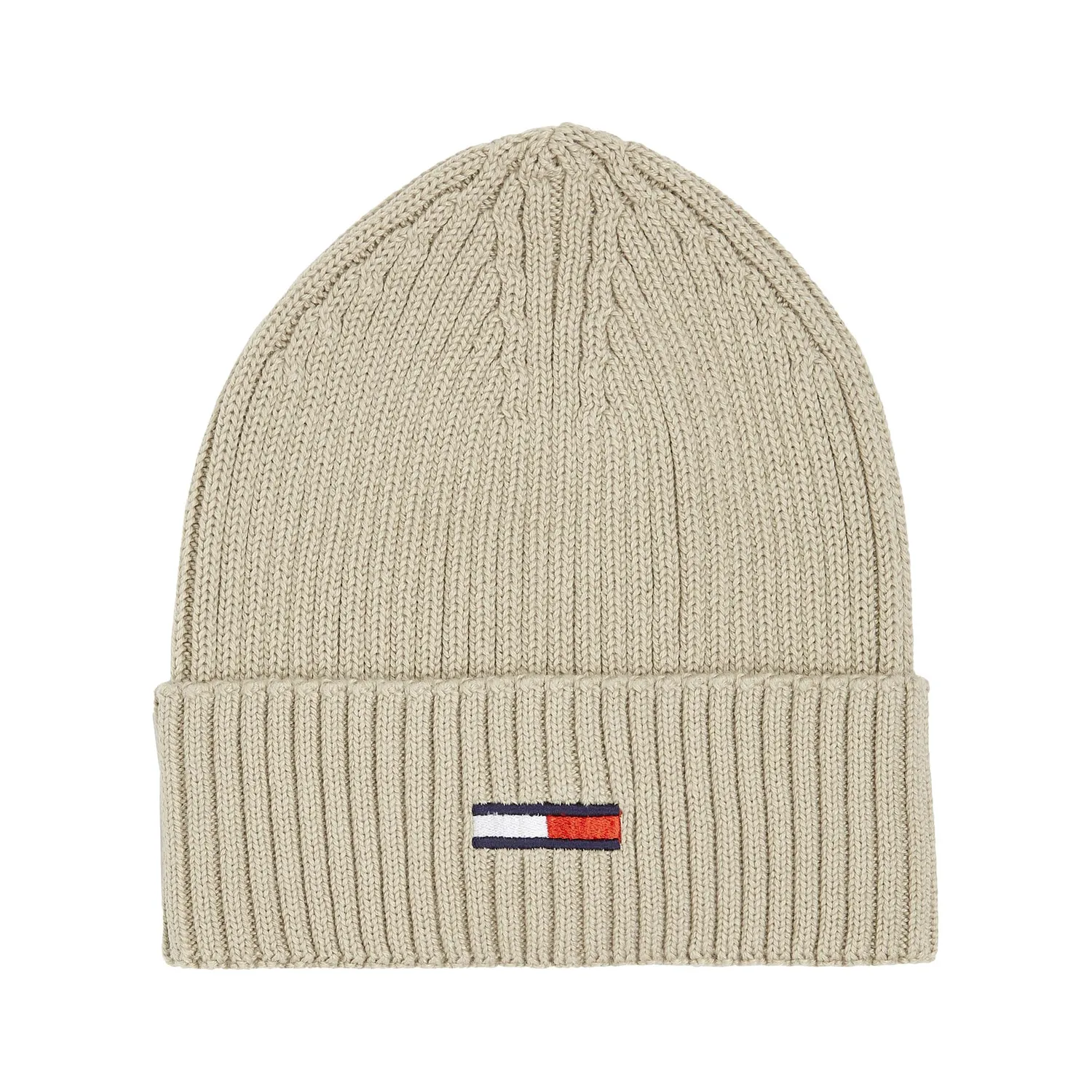 Tommy Jeans Flag Rib Beanie Mütze Schwarz Strick