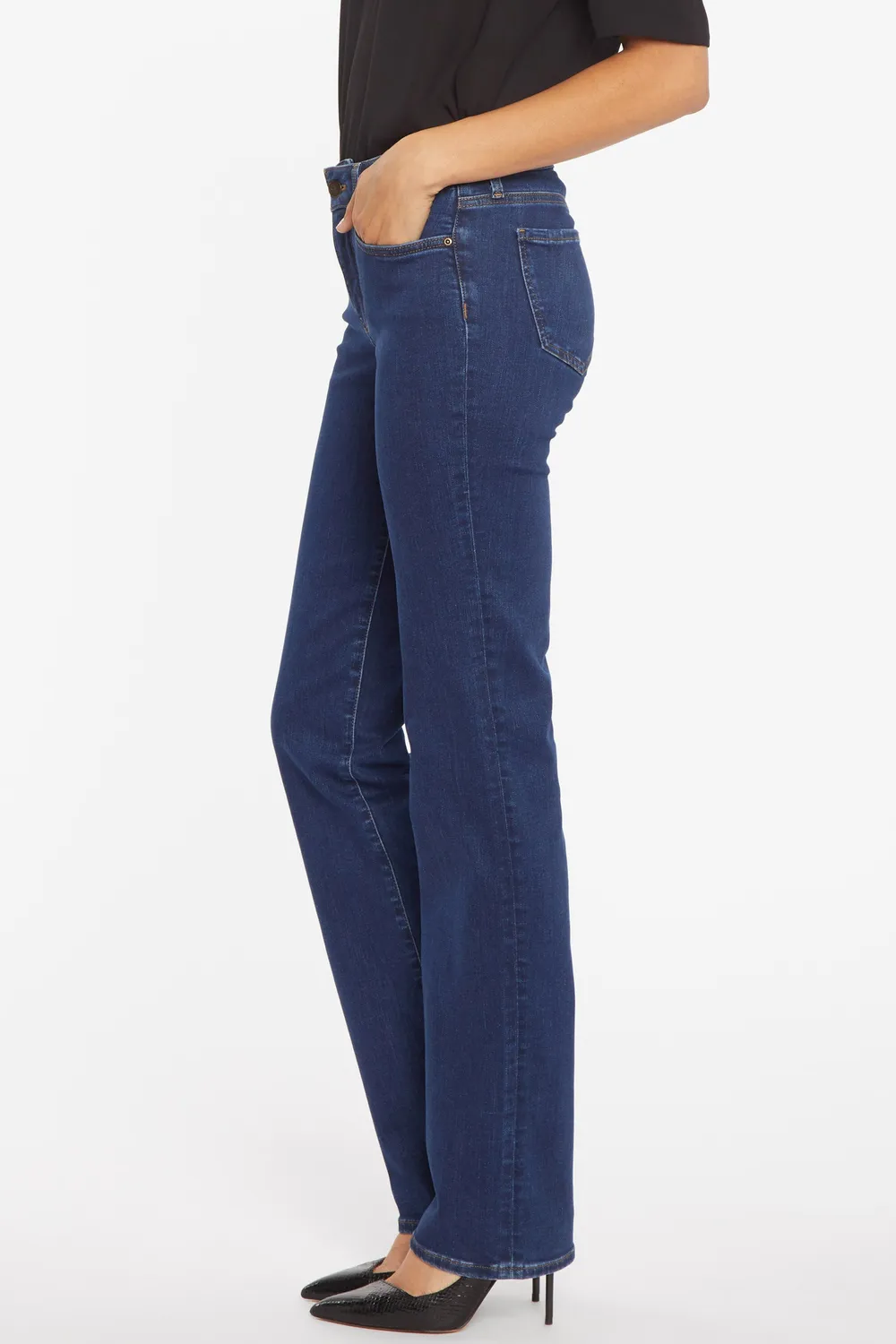 NYDJ Marilyn Straight Petite Jeans Quinn blau gerades Bein