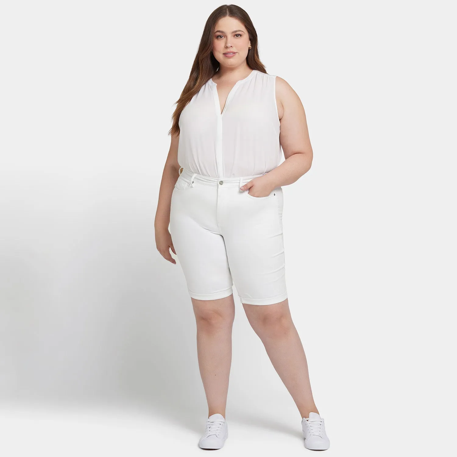 NYDJ Briella 11 Inch Jeansshorts Optic White Plus-Size