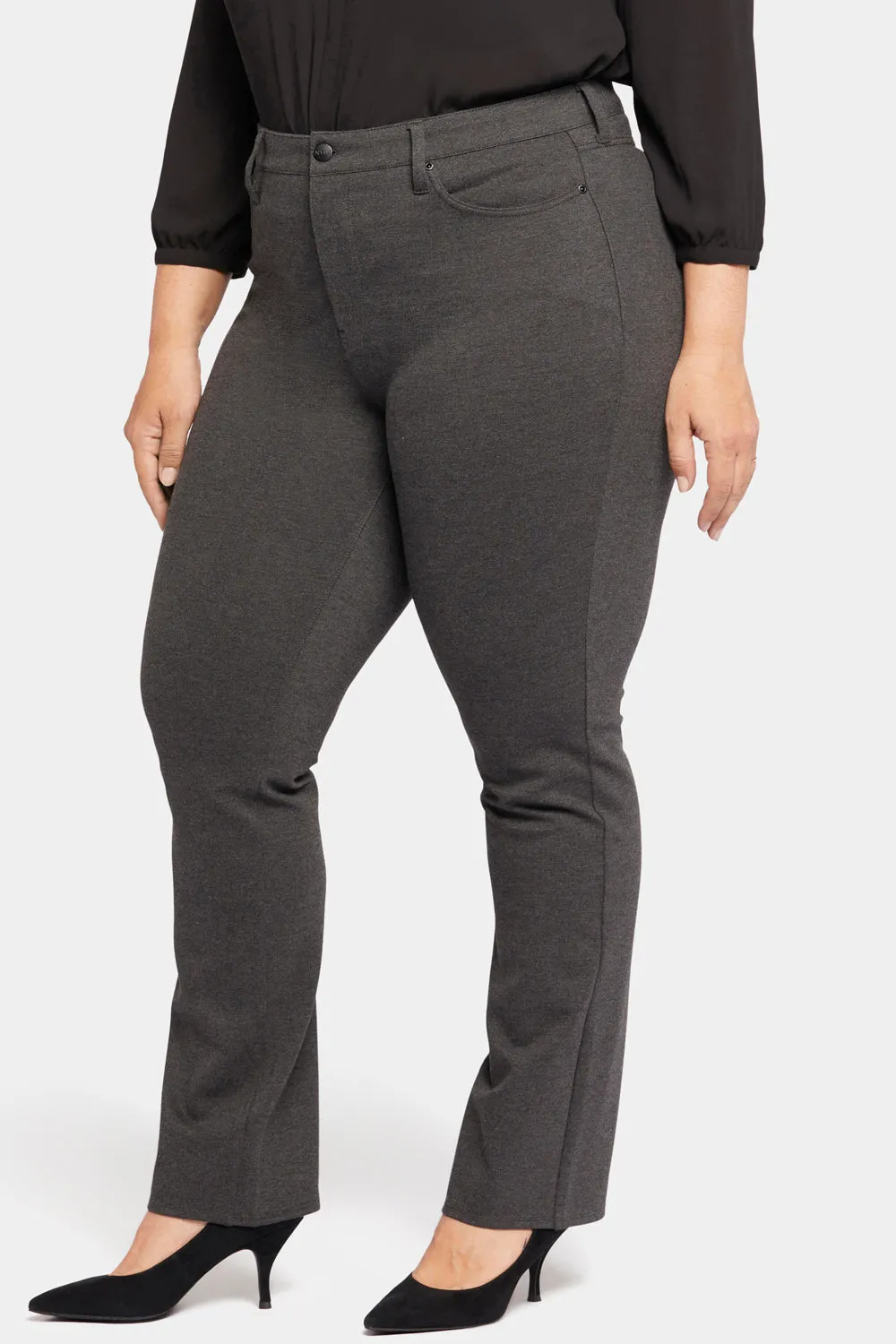 NYDJ Marilyn Straight Hose Plus Size Charcoal Ponte