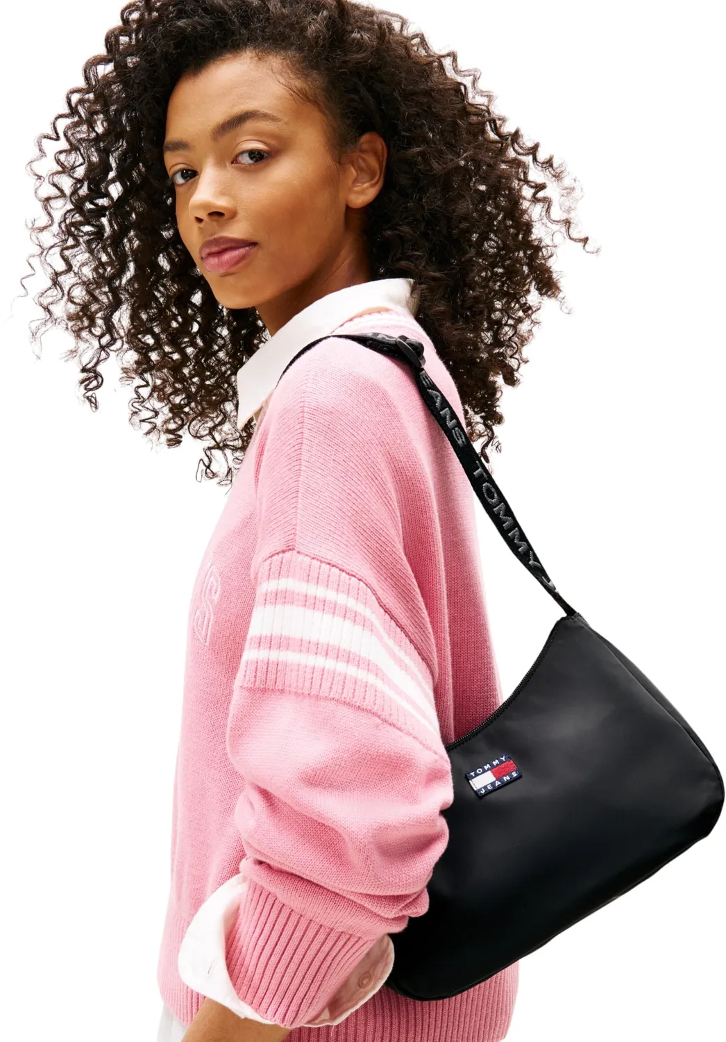 Tommy Jeans Daily Schultertasche Damen Schwarz mit Reißverschluss