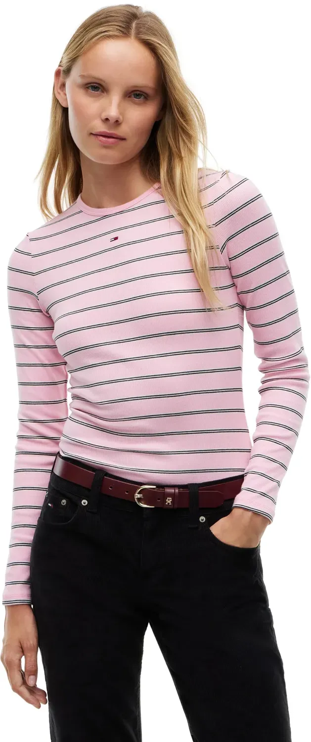 Tommy Jeans Essential Rib Ls DW0DW17387 Langarmshirt Rosa L