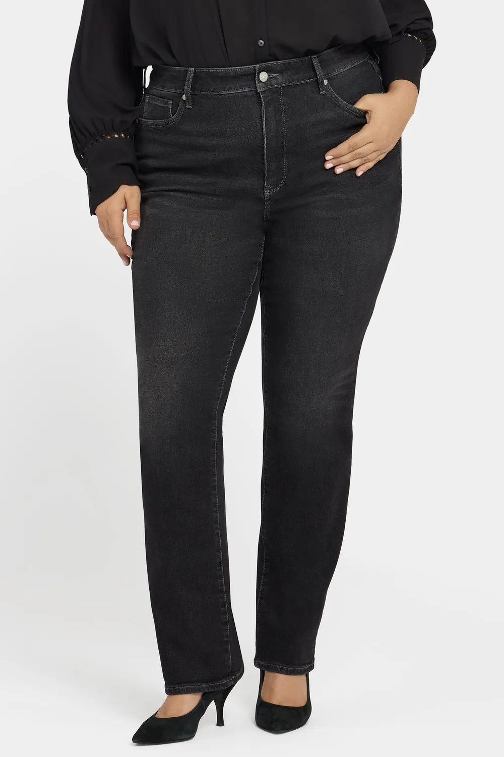 NYDJ Marilyn Straight Plus Jeans Paris Lights grau High Rise