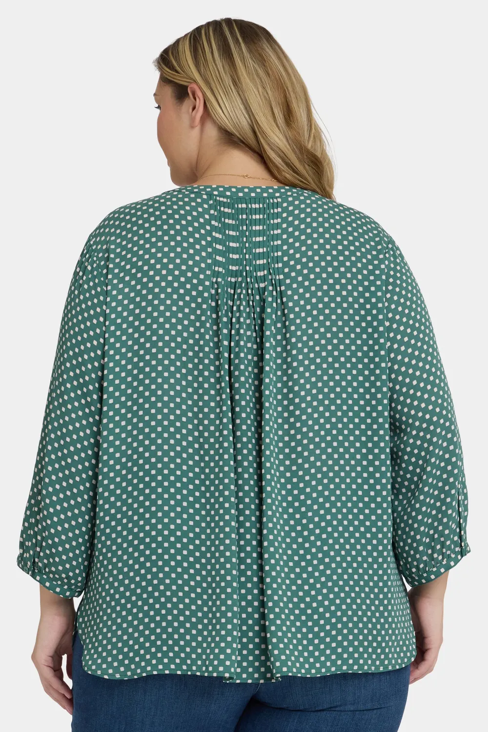 NYDJ Pintuck Plus Bluse Adeline Dots grün