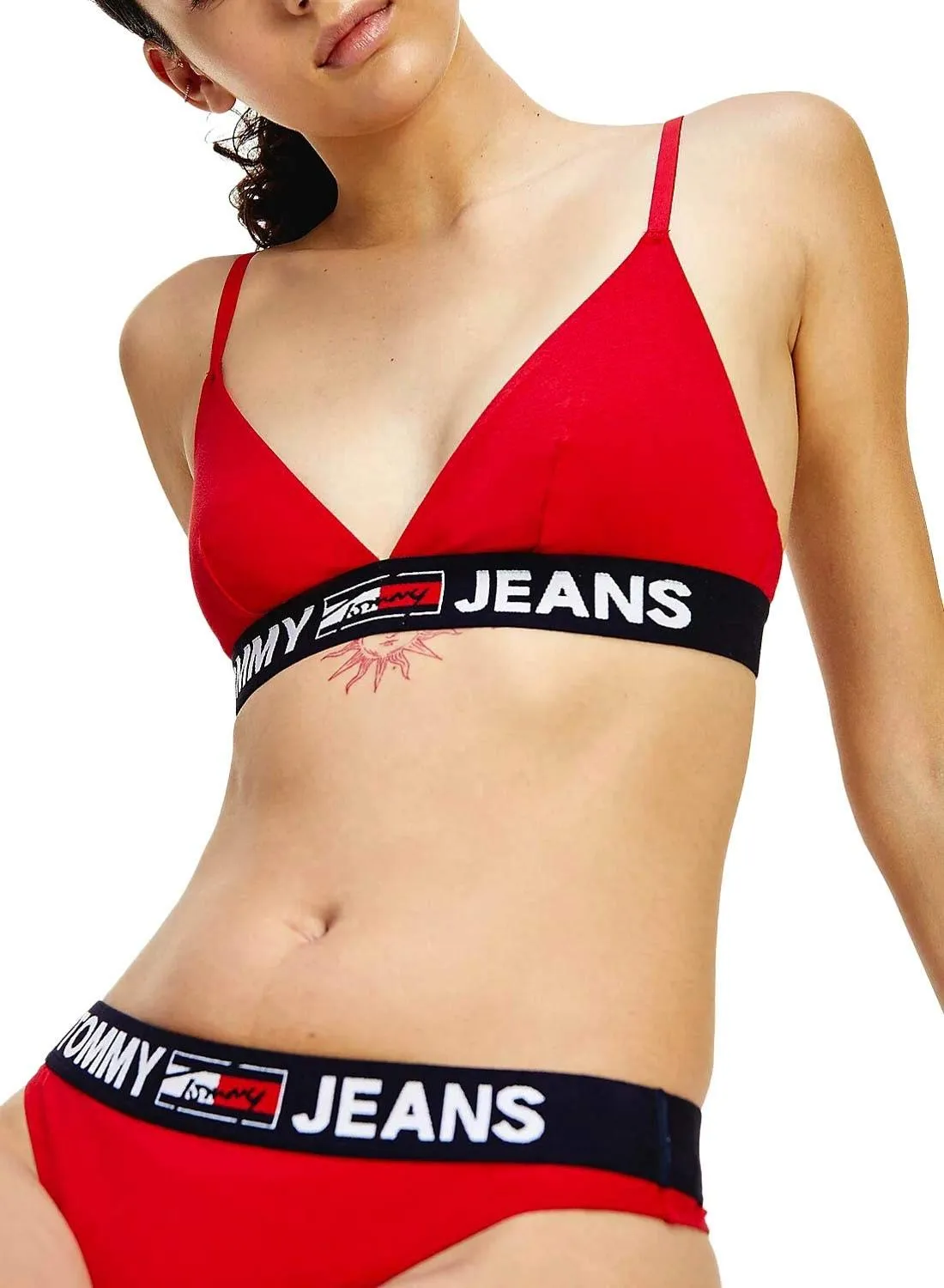 Tommy Jeans Triangle UW0UW02721 Bralette Schwarz ungefüttert