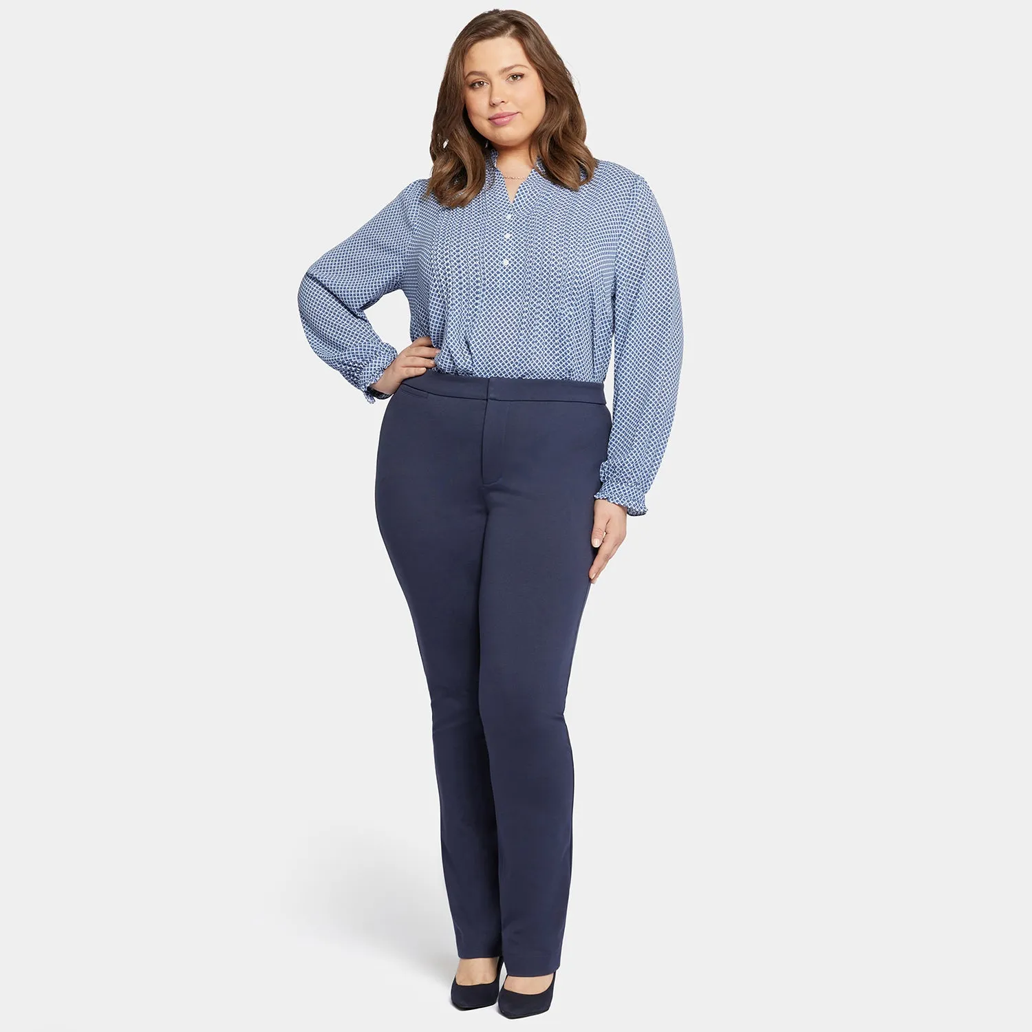 NYDJ Slim Trouser Hose Oxford Navy Plus Size