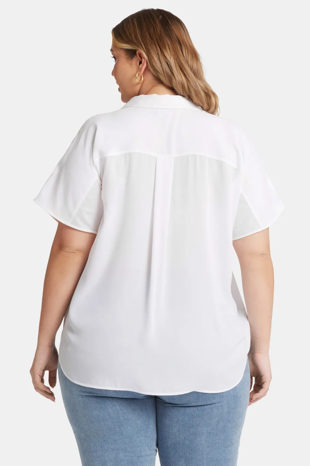 NYDJ Becky Kurzarm Bluse Optic White Plus Size Nachhaltig
