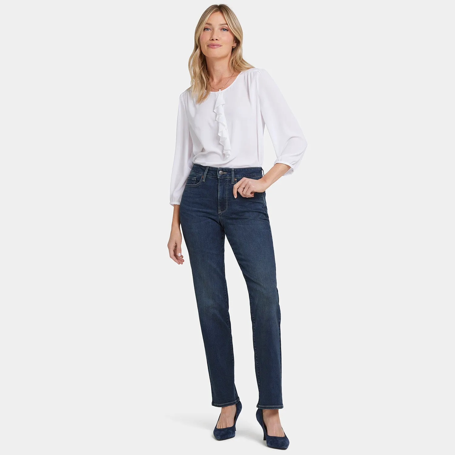 NYDJ Marilyn Straight Jeans Long Presley dunkelblau